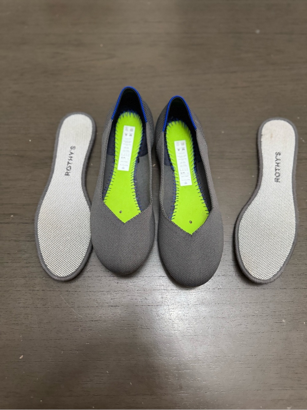 Rothy's Gray Knit Slip-On Flats  portobello